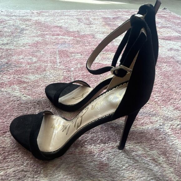 Sam Edelman Black Suede Ankle Strap Open Toe Strappy Heels Women’s Size 7 - Picture 4 of 9